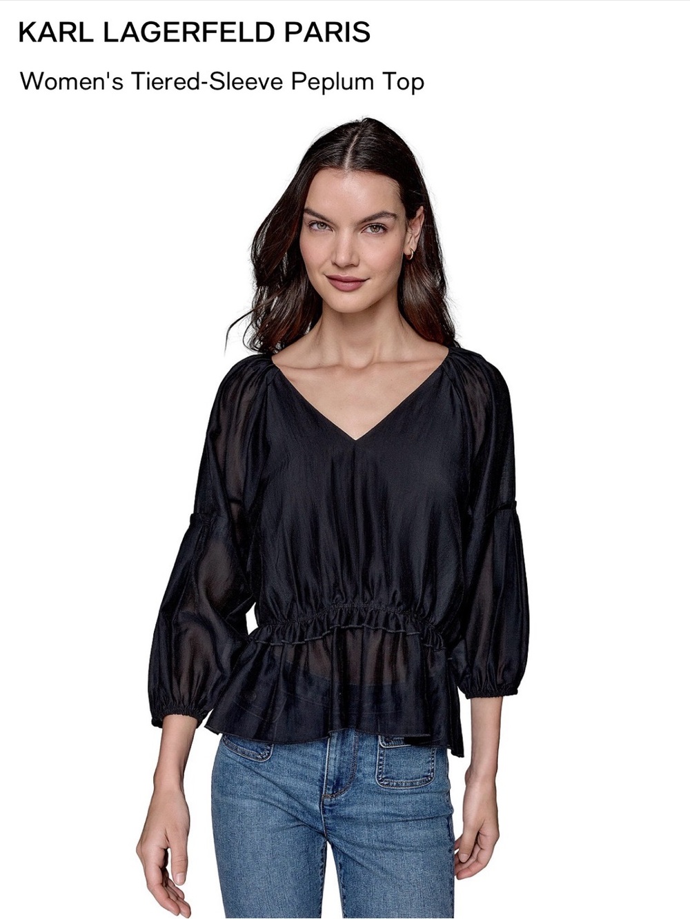 Karl Lagerfeld Women's Tiered-Sleeve Peplum Top
